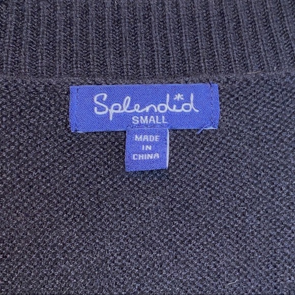 Splendid | Bleeker Cashmere Blend Pullover Sweater L/Sleeve Lace-Up Back Black M - Picture 5 of 16